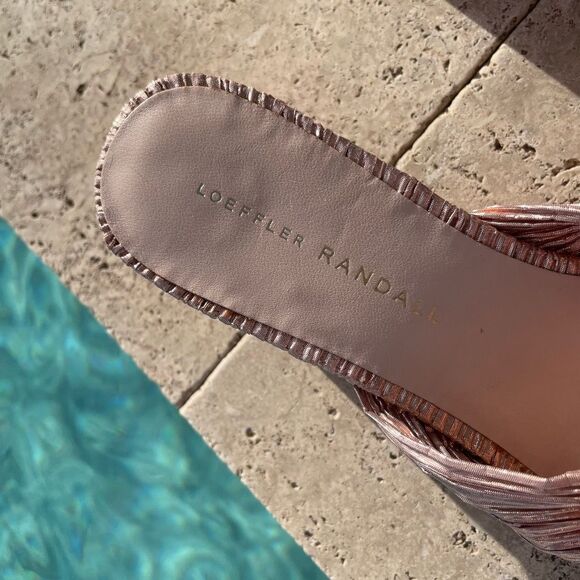 Loeffler Randall Pink Metallic Bow Vacation Sandals - Picture 3 of 6